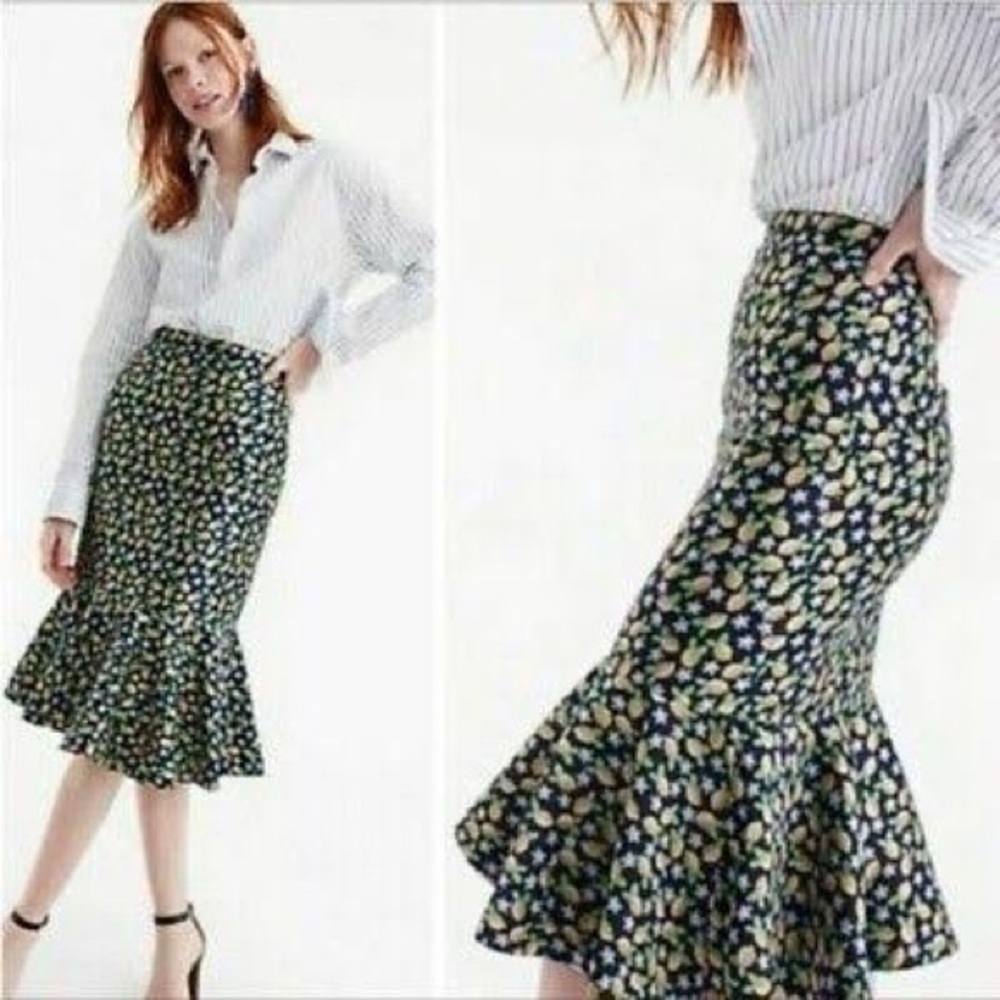 J. Crew Cute Lemon Pattern Pencil Skirt